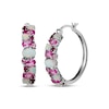 Thumbnail Image 1 of Multi-Shape Pink Lab-Created Sapphire, Lab-Created Ruby & Lab-Created Opal Hoop Earrings Sterling Silver