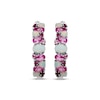 Thumbnail Image 2 of Multi-Shape Pink Lab-Created Sapphire, Lab-Created Ruby & Lab-Created Opal Hoop Earrings Sterling Silver
