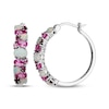 Thumbnail Image 3 of Multi-Shape Pink Lab-Created Sapphire, Lab-Created Ruby & Lab-Created Opal Hoop Earrings Sterling Silver