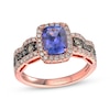 Thumbnail Image 0 of Le Vian Chocolate Waterfall Cushion-Cut Tanzanite Halo Ring 3/4 ct tw Diamonds 14K Strawberry Gold