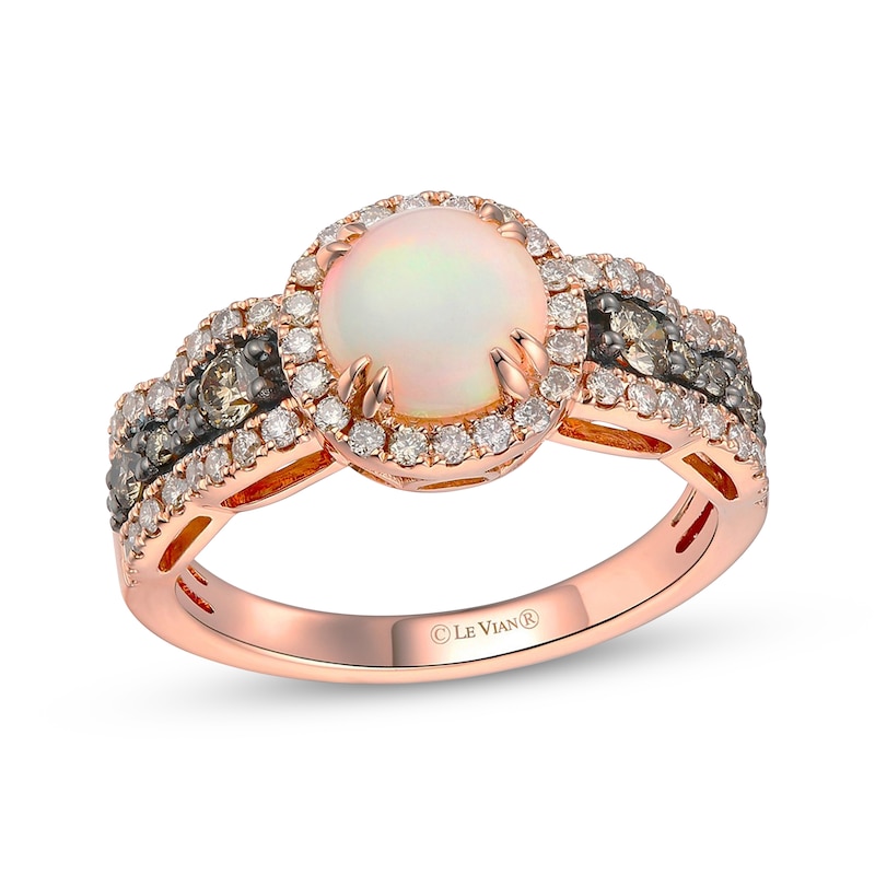 Le Vian Chocolate Waterfall Opal Halo Ring 3/4 ct tw Diamonds 14K Strawberry Gold