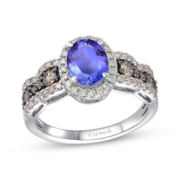 Le Vian Chocolate Waterfall Oval-Cut Tanzanite Halo Ring 3/4 ct tw Diamonds 14K Vanilla Gold