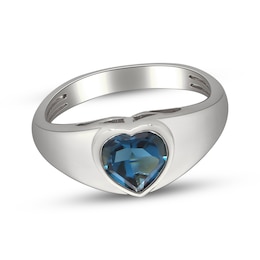 Heart-Shaped London Blue Topaz Ring Sterling Silver