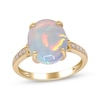 Thumbnail Image 1 of Oval-Cut Opal & Diamond Ring 1/10 ct tw 10K Yellow Gold