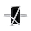 Thumbnail Image 3 of Emerald-Cut Black Onyx & Diamond Crossover Ring 1/15 ct tw Sterling Silver