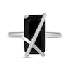 Thumbnail Image 4 of Emerald-Cut Black Onyx & Diamond Crossover Ring 1/15 ct tw Sterling Silver