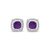 Thumbnail Image 2 of Cushion-Cut Amethyst & White Lab-Created Sapphire Halo Stud Earrings Sterling Silver