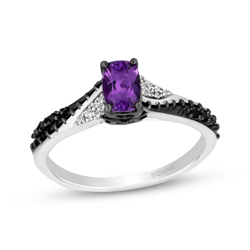 Disney Treasures The Nightmare Before Christmas Cushion-Cut Amethyst & Diamond Ring 1/15 ct tw Sterling Silver