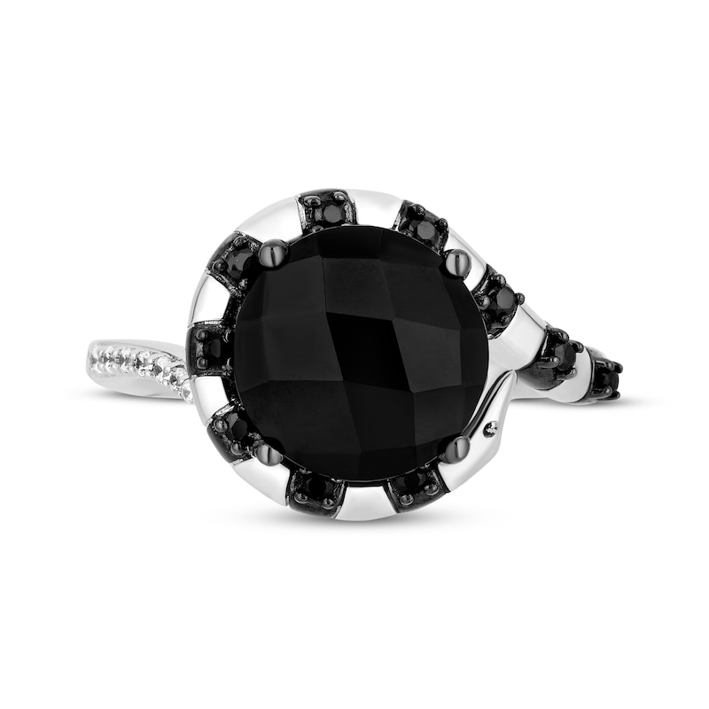 Disney Treasures The Nightmare Before Christmas Black Onyx & Diamond Snake Ring 1/6 ct tw Sterling Silver