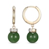 Thumbnail Image 3 of Nephrite Jade & Diamond Collar Hoop Drop Earrings 1/20 ct tw 14K Yellow Gold