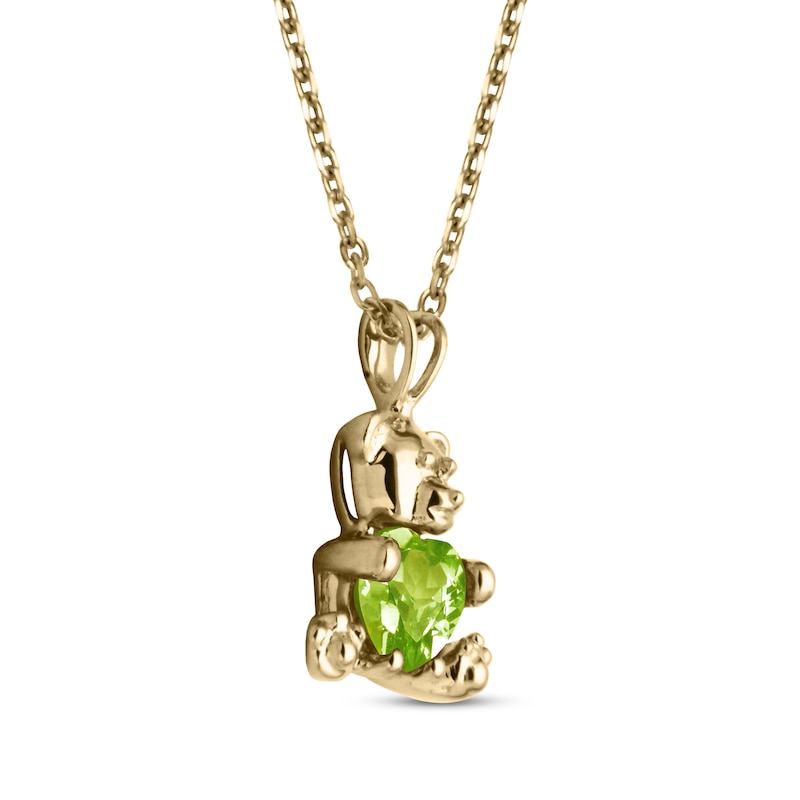 Main Image 2 of Heart-Shaped Peridot Teddy Bear Necklace 14K Yellow 18"