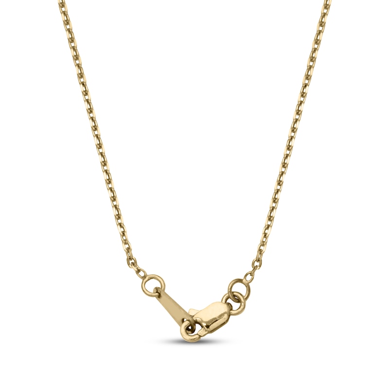 Heart-Shaped Garnet Teddy Bear Necklace 14K Yellow Gold 18\