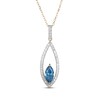 Thumbnail Image 1 of Marquise-Cut Swiss Blue Topaz & Diamond Frame Necklace 1/5 ct tw 10K Yellow Gold 18&quot;