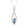 Thumbnail Image 2 of Marquise-Cut Swiss Blue Topaz & Diamond Frame Necklace 1/5 ct tw 10K Yellow Gold 18&quot;
