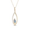 Thumbnail Image 3 of Marquise-Cut Swiss Blue Topaz & Diamond Frame Necklace 1/5 ct tw 10K Yellow Gold 18&quot;