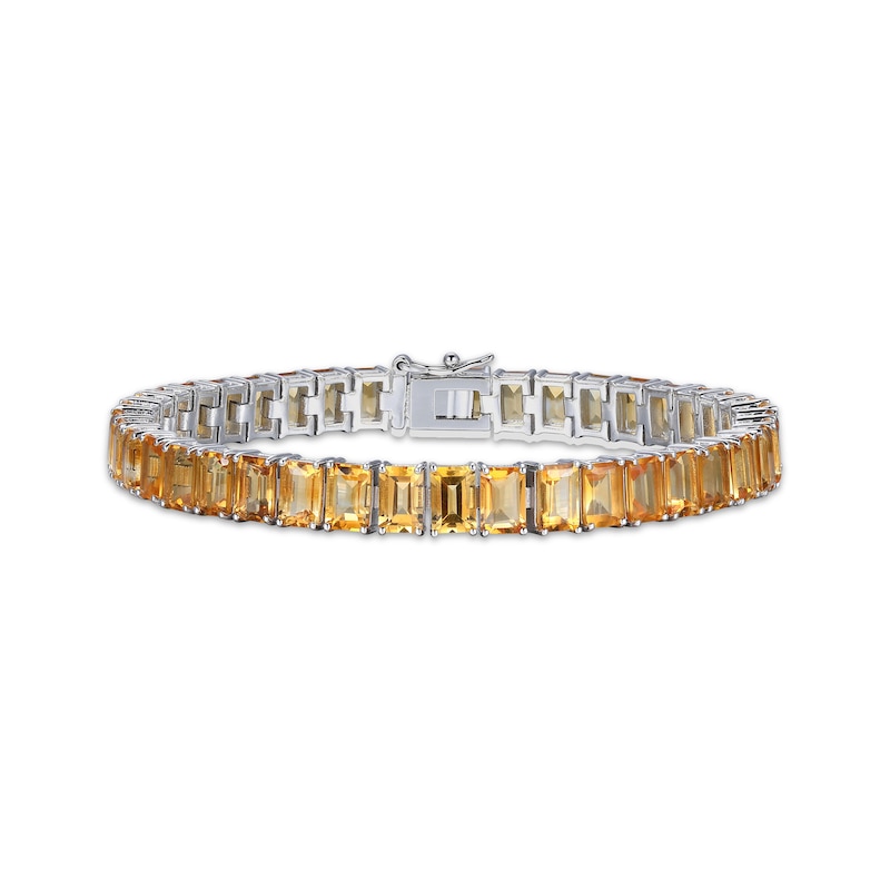 Main Image 1 of Emerald-Cut Citrine Line Bracelet Sterling Silver 7.25&quot;