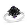 Thumbnail Image 0 of Disney Treasures Hocus Pocus Black Onyx, Diamond & Amethyst Moon Ring 1/6 ct tw Sterling Silver