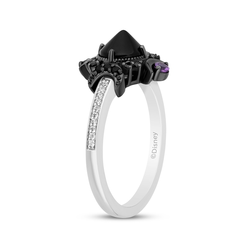 Disney Treasures Hocus Pocus Black Onyx, Diamond & Amethyst Moon Ring 1/6 ct tw Sterling Silver