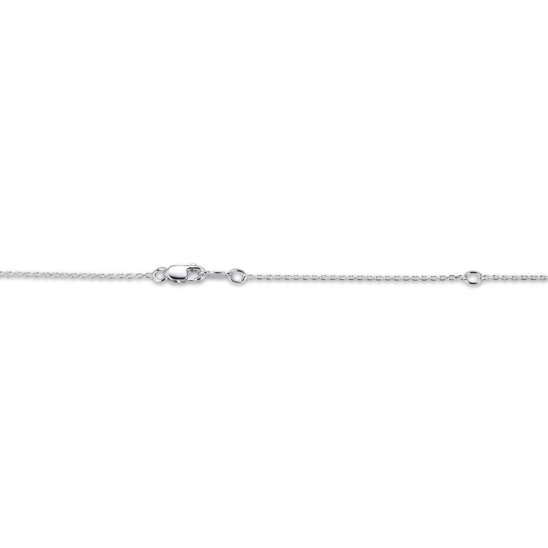 Main Image 4 of Marquise-Cut Black Agate & White Lab-Created Sapphire Necklace Sterling Silver 18&quot;