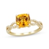 Thumbnail Image 0 of Cushion-Cut Citrine & Diamond Twist Shank Ring 1/6 ct tw 10K Yellow Gold