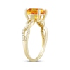 Thumbnail Image 1 of Cushion-Cut Citrine & Diamond Twist Shank Ring 1/6 ct tw 10K Yellow Gold