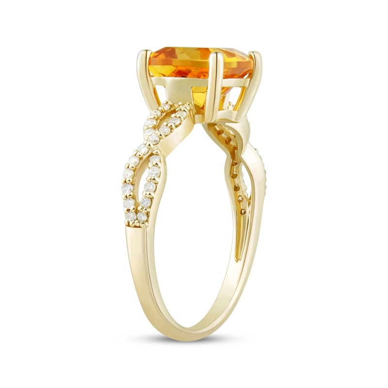 Cushion-Cut Citrine & Diamond Twist Shank Ring 1/6 ct tw 10K Yellow Gold