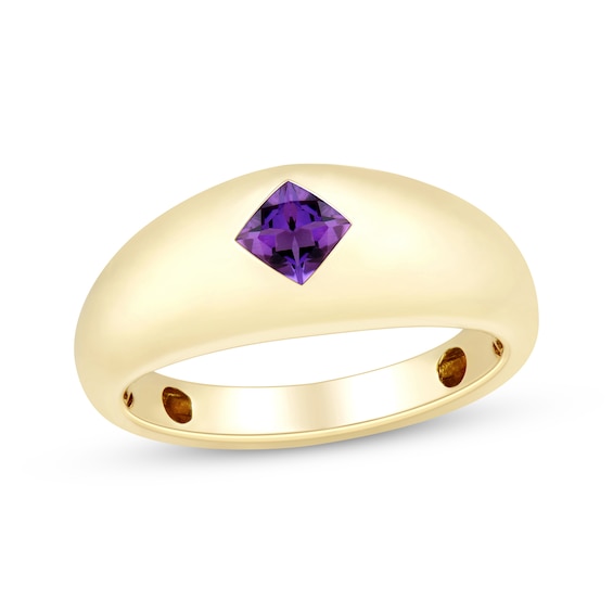 Square-Cut Amethyst Dome Ring 10K Yellow Gold