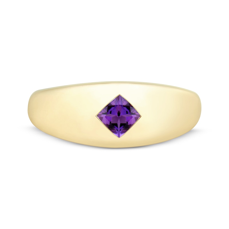 Main Image 3 of Square-Cut Amethyst Dome Ring 10K Yellow Gold