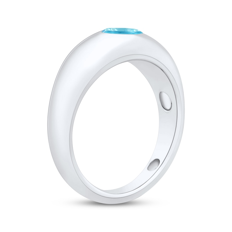 Main Image 2 of Oval-Cut Swiss Blue Topaz Dome Ring 10K White Gold