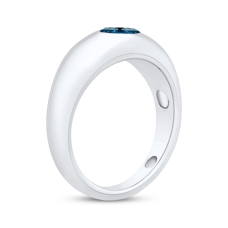 Main Image 2 of Oval-Cut London Blue Topaz Dome Ring 10K White Gold