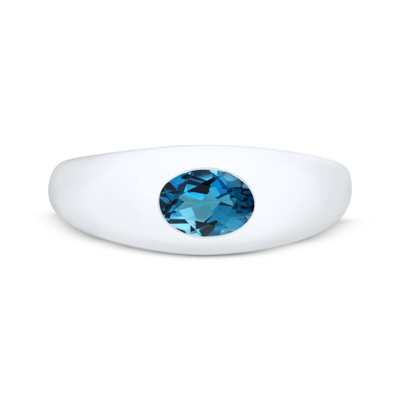 Main Image 3 of Oval-Cut London Blue Topaz Dome Ring 10K White Gold