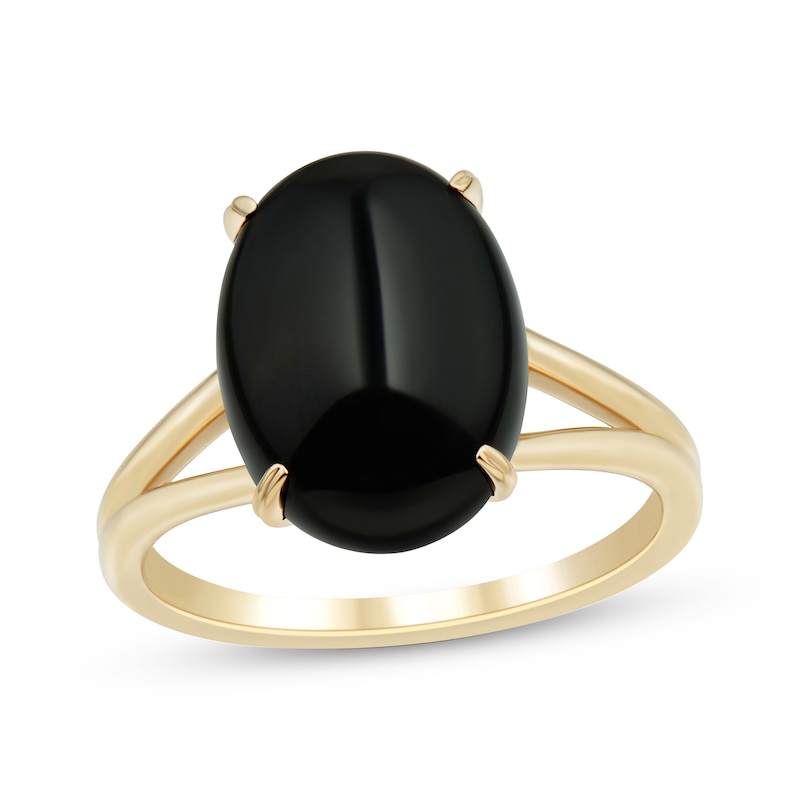 Oval-Cut Black Onyx Ring 10K Yellow Gold