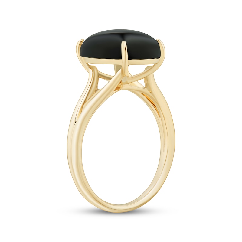 Oval-Cut Black Onyx Ring 10K Yellow Gold