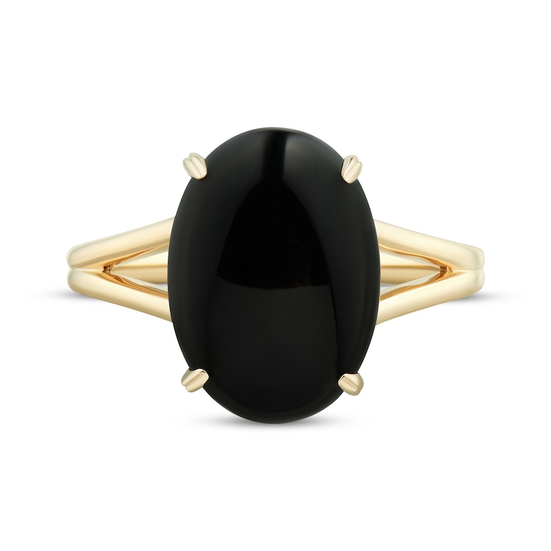 Oval-Cut Black Onyx Ring 10K Yellow Gold