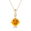 Thumbnail Image 1 of Cushion-Cut Citrine & Diamond Twist Necklace 1/20 ct tw 10K Yellow Gold 18"