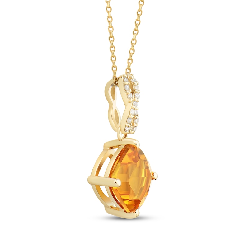 Main Image 2 of Cushion-Cut Citrine & Diamond Twist Necklace 1/20 ct tw 10K Yellow Gold 18"