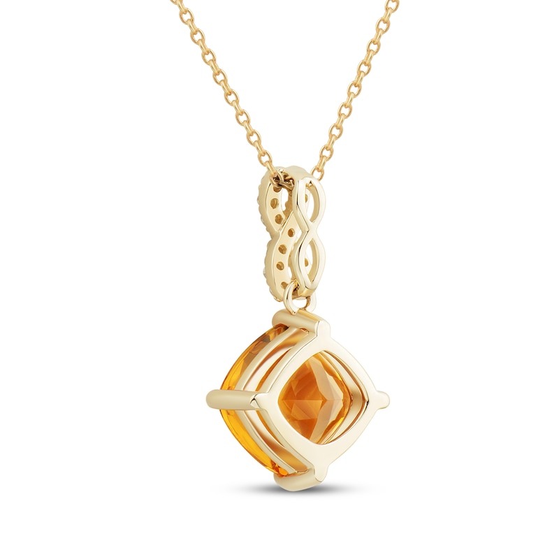 Main Image 3 of Cushion-Cut Citrine & Diamond Twist Necklace 1/20 ct tw 10K Yellow Gold 18"