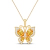 Thumbnail Image 0 of Pear-Shaped Citrine & White Lab-Created Sapphire Butterfly Necklace 10K Yellow Gold 18"