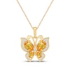 Thumbnail Image 1 of Pear-Shaped Citrine & White Lab-Created Sapphire Butterfly Necklace 10K Yellow Gold 18&quot;