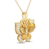 Thumbnail Image 1 of Pear-Shaped Citrine & White Lab-Created Sapphire Butterfly Necklace 10K Yellow Gold 18"