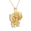 Thumbnail Image 2 of Pear-Shaped Citrine & White Lab-Created Sapphire Butterfly Necklace 10K Yellow Gold 18&quot;