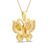 Thumbnail Image 2 of Pear-Shaped Citrine & White Lab-Created Sapphire Butterfly Necklace 10K Yellow Gold 18"