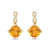 Thumbnail Image 2 of Cushion-Cut Citrine & Diamond Twist Drop Earrings 1/15 ct tw 10K Yellow Gold