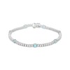 Thumbnail Image 1 of Aquamarine & White Lab-Created Sapphire Line Bracelet Sterling Silver 7.25&quot;
