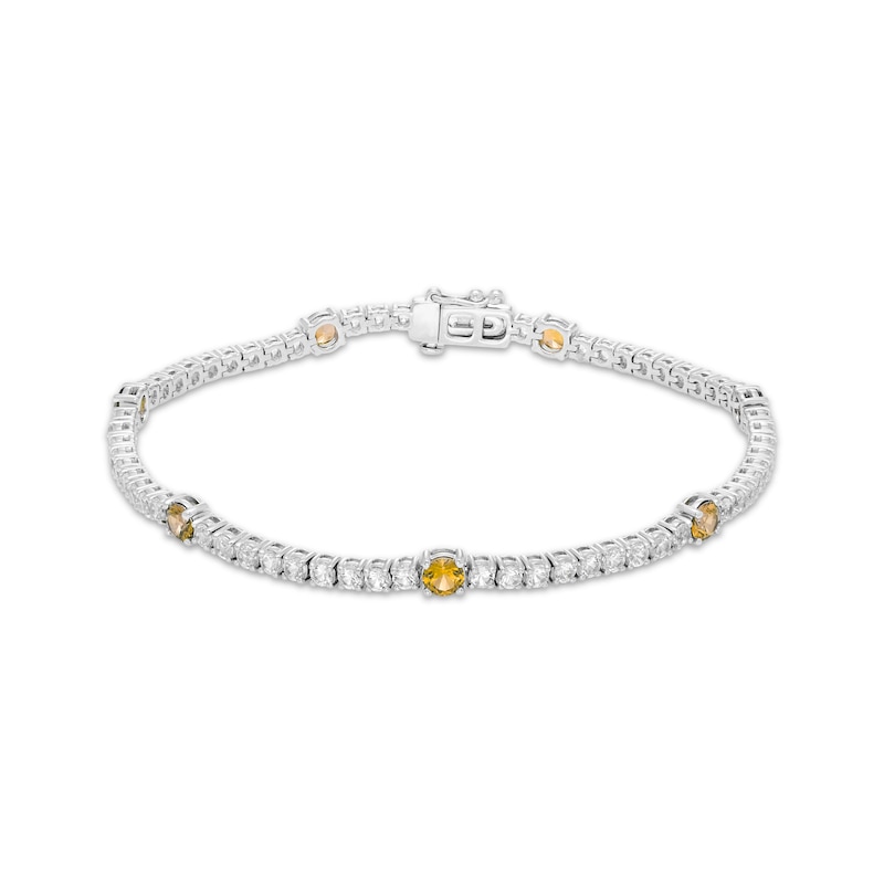 Main Image 1 of Citrine & White Lab-Created Sapphire Line Bracelet Sterling Silver 7.25"