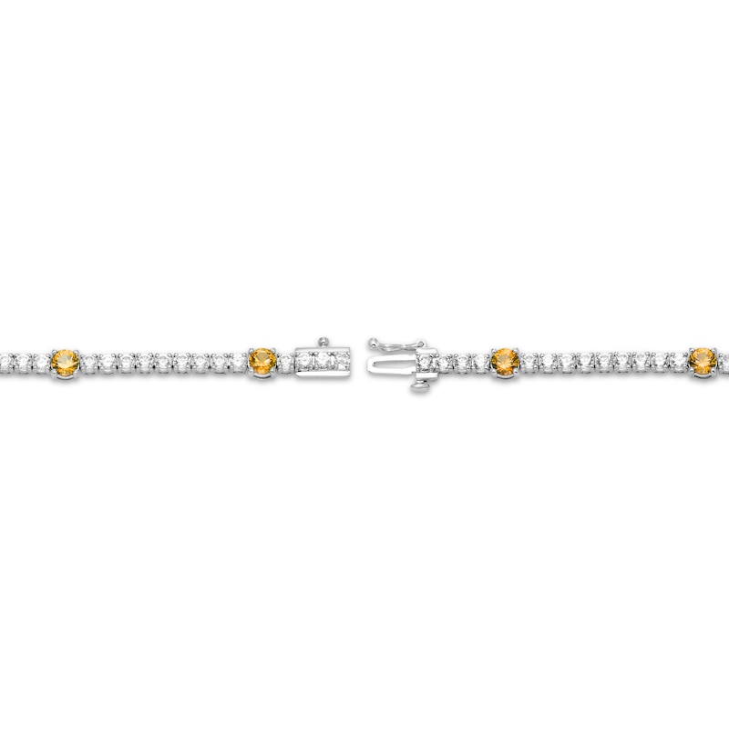Main Image 3 of Citrine & White Lab-Created Sapphire Line Bracelet Sterling Silver 7.25"