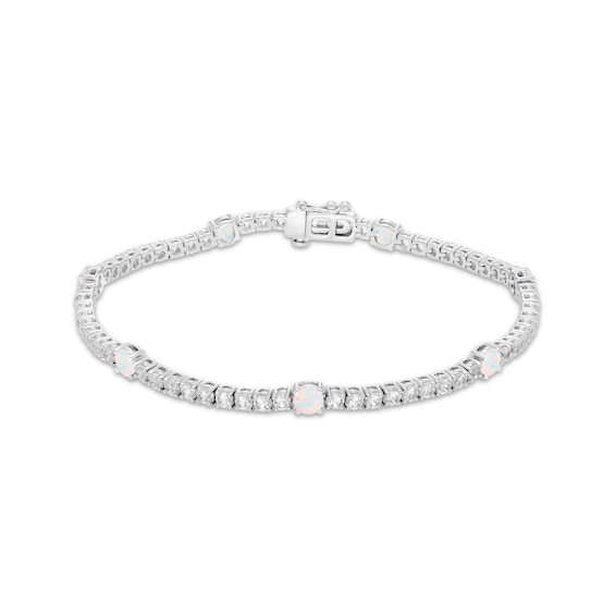 14K White Gold Lab-Grown Opal Line Bracelet 14K White Gold Lab-Grown Opal Line Bracelet
