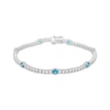 Thumbnail Image 1 of Swiss Blue Topaz & White Lab-Created Sapphire Line Bracelet Sterling Silver 7.25&quot;