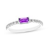 Thumbnail Image 1 of Baguette-Cut Amethyst & White Lab-Created Sapphire Ring Sterling Silver