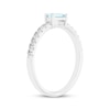 Thumbnail Image 2 of Baguette-Cut Aquamarine & White Lab-Created Sapphire Ring Sterling Silver